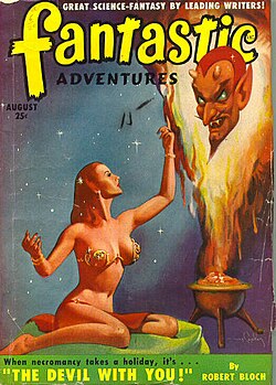 Bloch's The Devil with You! was the cover story in the July 1950 issue of Fantastic Adventures.