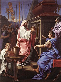 Caligula Depositing the Ashes of his Mother and Brother in the Tomb of his Ancestors, painting by Eustache Le Sueur (1647)[45]