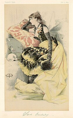 Portrait of Bernhardt in the London magazine Vanity Fair, 5 July 1879