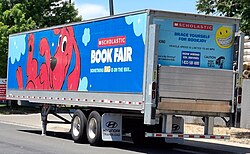 A trailer advertising the Scholastic Book Fair in Denver, July 2025