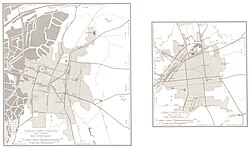 Map of the city including the area of today's West District, Chiayi (1950s)