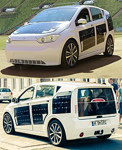 The roof, bonnet and large parts of the outer shell of the Sion are equipped with highly efficient monocrystalline silicon cells.