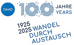 Logo and claim for the 100th anniversary of the DAAD in 2025.