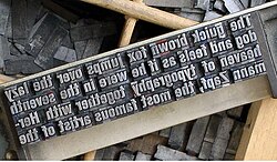 Moveable type on a linotype.