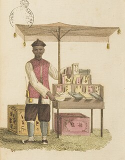 Chinese Bookseller, illustration, c. 1824