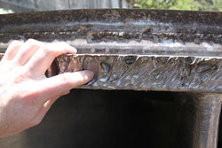 Water turbine from the Agoyan hydroelectric plant eroded by volcanic ash laden water