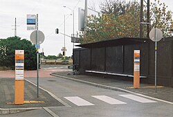 Bus stop next to Moorabbin train station in Victoria Australia