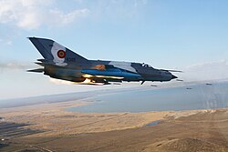 A Romanian Air Force MiG-21 LanceR C during a training exercise