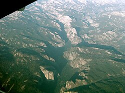 Yosemite Valley from an airplane, showing the "U" shape