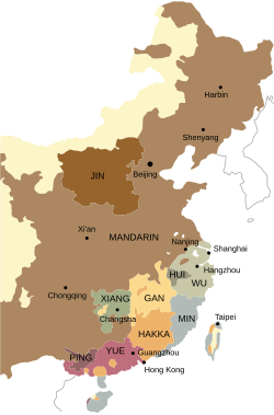 Range of Chinese dialect groups according to the Language Atlas of China.[28]
