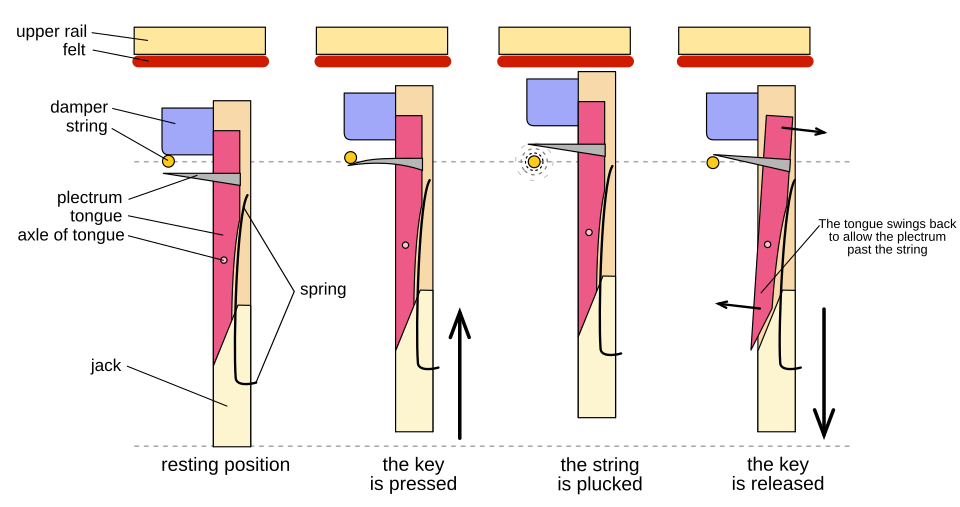 Figure 3: how the harpsichord action works