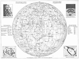 A map of the Moon from Andrees Allgemeiner Handatlas, 1st edition (1881), predating IAU conventions