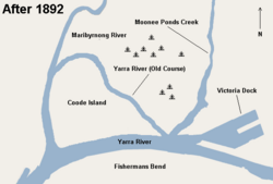 The creation of Coode Island after the 1880–1892 construction works