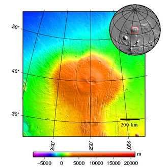 MOLA shaded-relief maps showing location of Alba Mons.