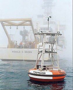 One of the deep water buoys used in the DART tsunami warning system