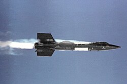 North American X-15, hypersonic rocket-powered aircraft, which reached the edge of space