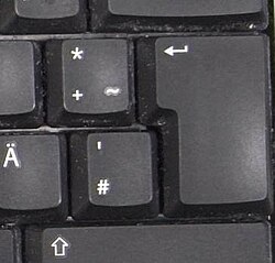 Return key on a German keyboard, spanning over two rows