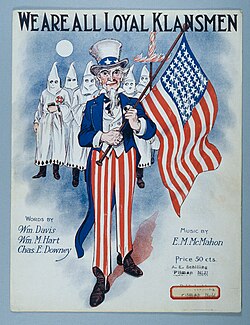 Sheet music to "We Are All Loyal Klansmen", 1923