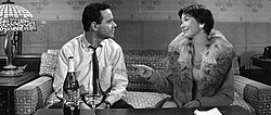 Jack Lemmon and MacLaine, in a still from The Apartment's final scene-"Shut up and deal!"