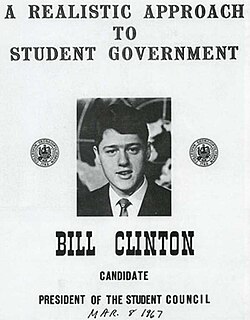 Clinton ran for president of the Student Council while attending the School of Foreign Service at Georgetown University.
