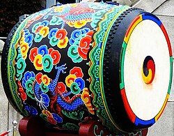 Large drum with Dancheong decorative painting