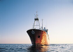 The weather ship MS Polarfront at sea.