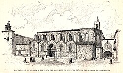 Façade of the Convent of Carme where the university was housed until the construction of Rogent's new building.