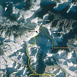Overview South Col route and North Col/Ridge route