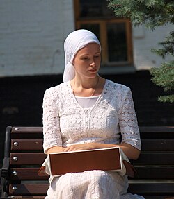 Modern Orthodox pilgrim in Kyiv Pechersk Lavra, Ukraine