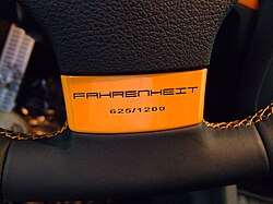 Numbering edition of 1,200 on the steering wheel of a Volkswagen GTI Fahrenheit