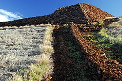One side of Puʻukohola Heiau, a Hawaiian temple used as a place of worship and sacrifice.