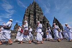 Hindu Parikrama ceremony at Prambanan temple, originally consisted of hundreds of temples, built and expanded in the period between the reign of Saladu and Balitung.