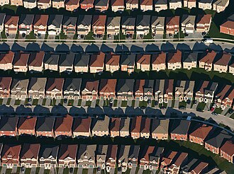 Aerial view of housing developments near Markham, Ontario, Canada