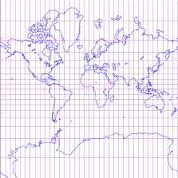 Gridlines on the Mercator projection