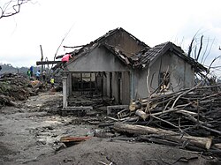 Destroyed house in Cangkringan Village after the eruptions