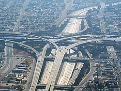 Judge Harry Pregerson Interchange, connecting the Century Freeway (I-105) and the Harbor Freeway (I-110) in South LA