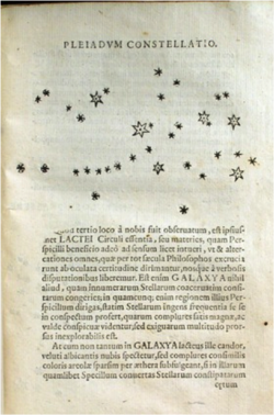 Galileo's drawings of the Pleiades star cluster from Sidereus Nuncius.