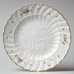 Meissen plate from the famous Swan Service made for Count Brühl, minister to king Augustus III of Poland, 1737-1742