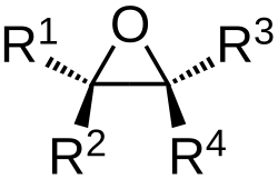 Structure of the epoxide group, a reactive functional group present in all epoxy resins
