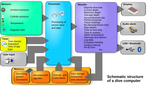 Schematic structure of a dive computer