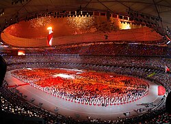 A scene from the opening ceremonies of the 2008 Summer Olympic Games