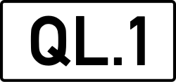 "QL" on a national road shield