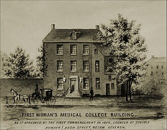 The first building to house the Woman's Medical College of Pennsylvania, founded in 1850
