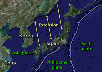 The islands of Japan were separated from mainland Asia by back-arc spreading.