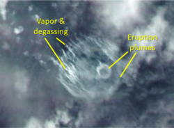 Circular plumes from a submarine eruption near Tonga