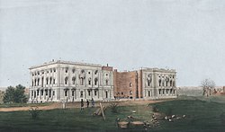 1814 painting of the Capitol after the burning of Washington