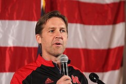 Sasse at a 2018 election night victory party for Governor Pete Ricketts