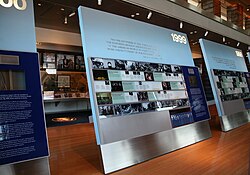The lower area of the main gallery houses a timeline