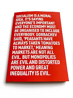 Political pamphlet by public artist Martin Firrell quoting Clare Short