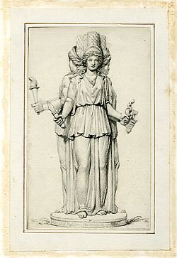 The Greek goddess Hecate portrayed in triplicate